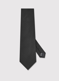 Jedwabny czarny krawat z monogramem PL