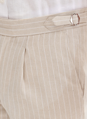 Szorty męskie w prążek z lnem