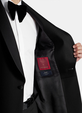 Czarny smoking męski z szalowym kołnierzem