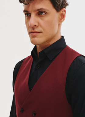 Bordowa dwurzędowa kamizelka męska