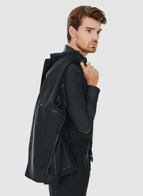 Dwuczęściowy gładki garnitur męski w kolorze czarnym