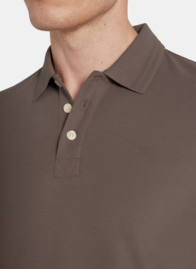 Brązowy t-shirt polo na trzy guziczki