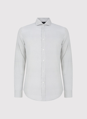 Biała koszula męska w mikrowzór