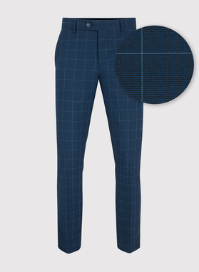 Garnitur w kolorze granatowym w kratę