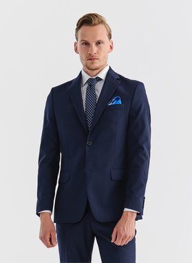 Wełniany gładki granatowy garnitur COIN basic