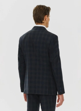 Garnitur męski w kratkę w odcieniu granatowym