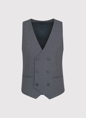 Szara dwurzędowa kamizelka męska
