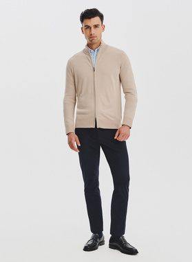 Beżowy rozpinany sweter męski