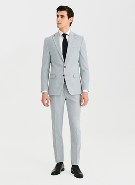 Ślubny szary garnitur męski