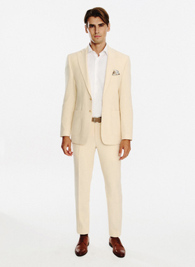 Jasnobeżowe spodnie garniturowe