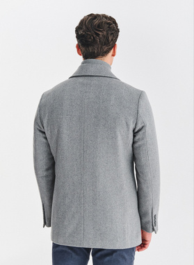 Wełniany dwurzędowy płaszcz męski