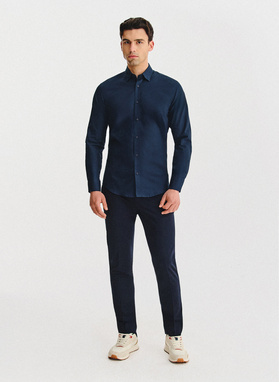 Granatowa bawełniana koszula męska