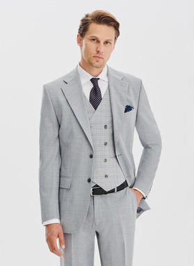 Gładki szary garnitur męski