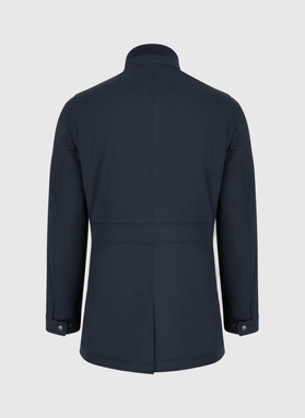 Granatowy płaszcz jesienny