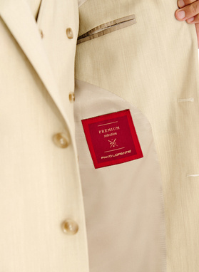 Beżowa wełniana marynarka męska