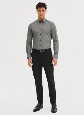 Czarna koszula męska w mikrowzór