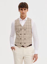 Dwurzędowa kamizelka męska w mocną kratę