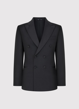 Wełniana dwurzędowa marynarka smokingowa