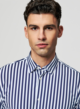 Koszula męska w granatowy prążek