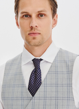 Dwurzędowa kamizelka męska w kratę