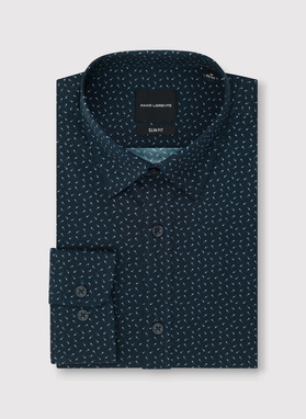 Granatowa koszula we wzór geometryczny