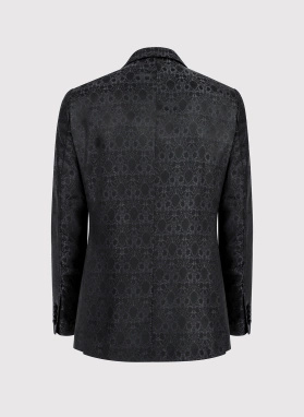 Ślubna żakardowa marynarka smokingowa czarna