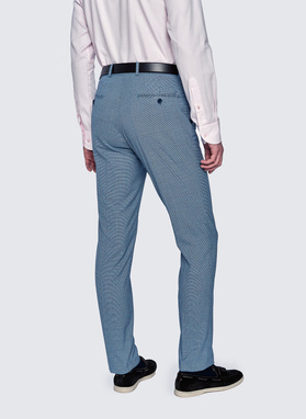 Niebieskie męskie spodnie garniturowe w kratkę