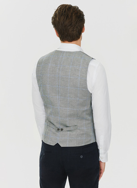 Męska szara kamizelka w kratę
