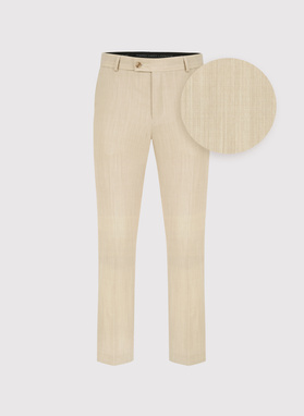 Beżowe wełniane spodnie garniturowe