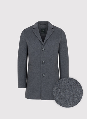 Szary płaszcz z wełną