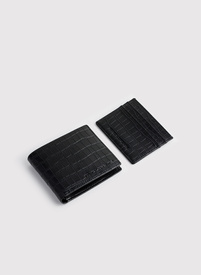 Zestaw męski skórzany portfel plus wizytownik