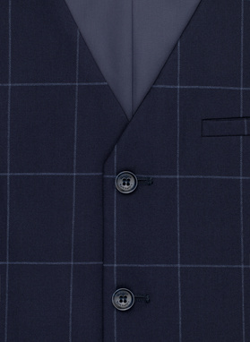 Granatowa kamizelka męska w kratę