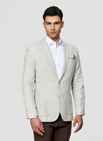 Szara marynarka casual z lnem i bawełną