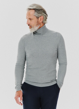 Szary gładki golf męski