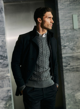 Szary sweter męski z kaszmirem