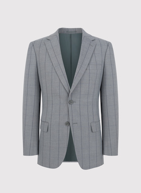 Szary garnitur w kratę Windowpane