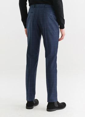 Granatowe spodnie garniturowe z wełną