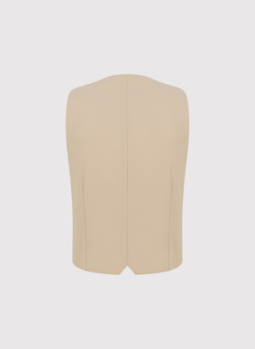 Beżowa kamizelka garniturowa z wełny