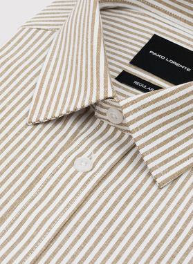 Beżowa koszula męska w paski