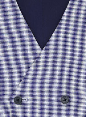 Granatowa dwurzędowa kamizelka w drobną kratę