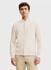 Sweter męski rozpinany w kolorze beżowym
