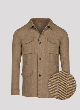 Lniana marynarka safari w kolorze beżowym