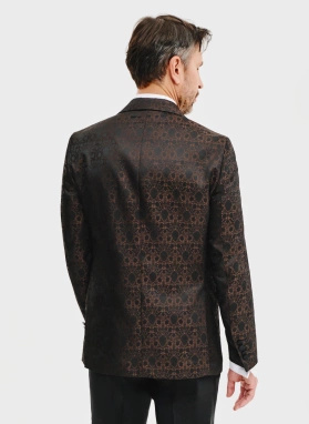 Ślubna żakardowa marynarka smokingowa brązowa