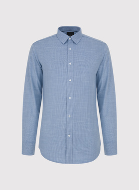 Granatowa koszula w drobną kratę