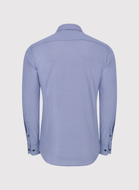 Granatowa dzianinowa koszula w pepitkę