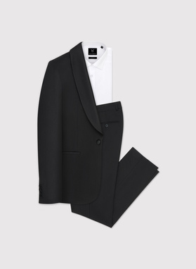 Czarny smoking męski z szalowym kołnierzem