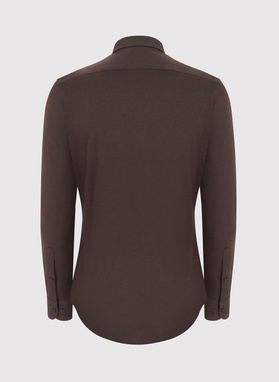 Ciemna brązowa bawełniana koszula męska