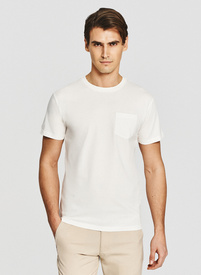 Biały bawełniany t-shirt z kieszonką