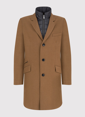 Męski płaszcz z wełną w kolorze kamelowym