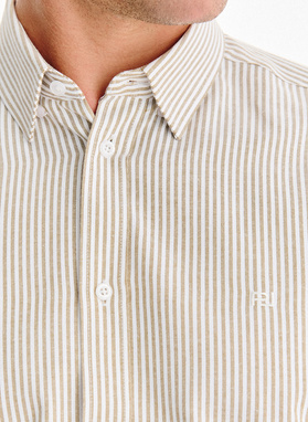 Beżowa koszula męska w paski